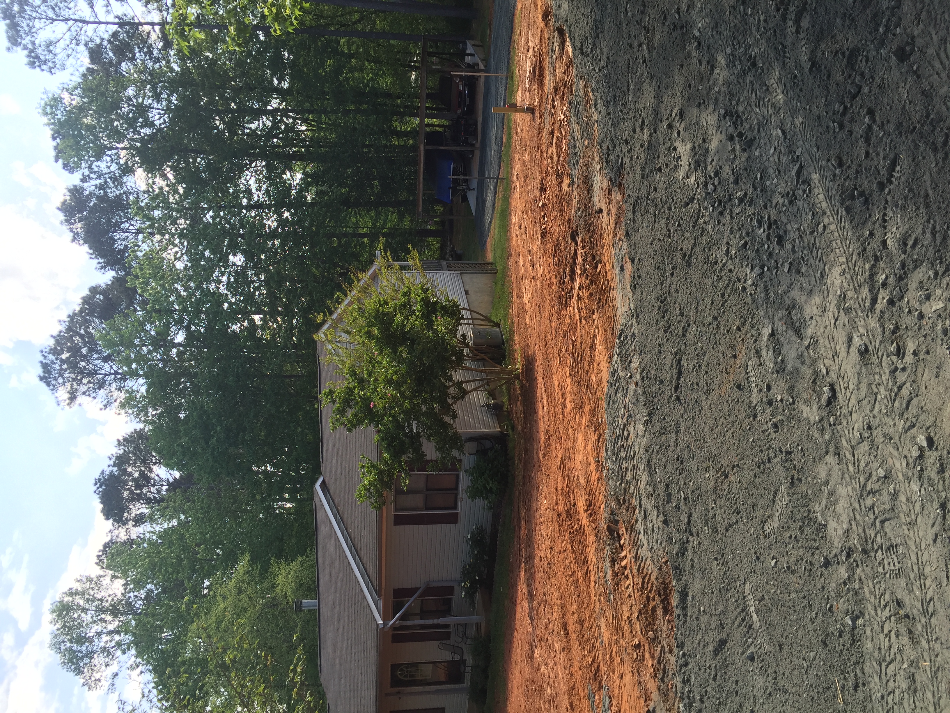 Pre-construction for a new concrete driveway in front of a home